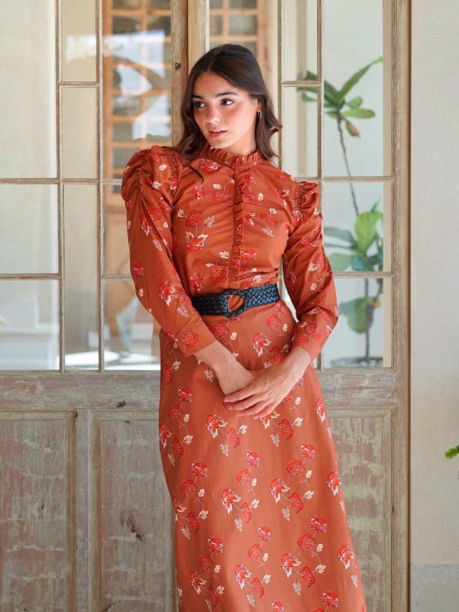 CAMISA FLORAL TERRACOTA