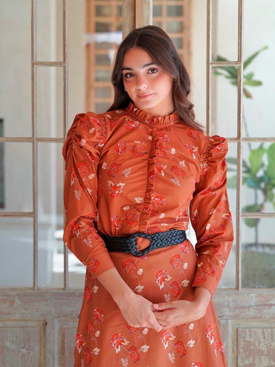 CAMISA FLORAL TERRACOTA