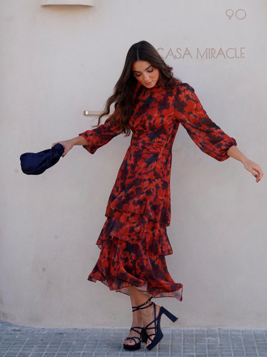 VESTIDO FLORAL VOLANTES ROUGE