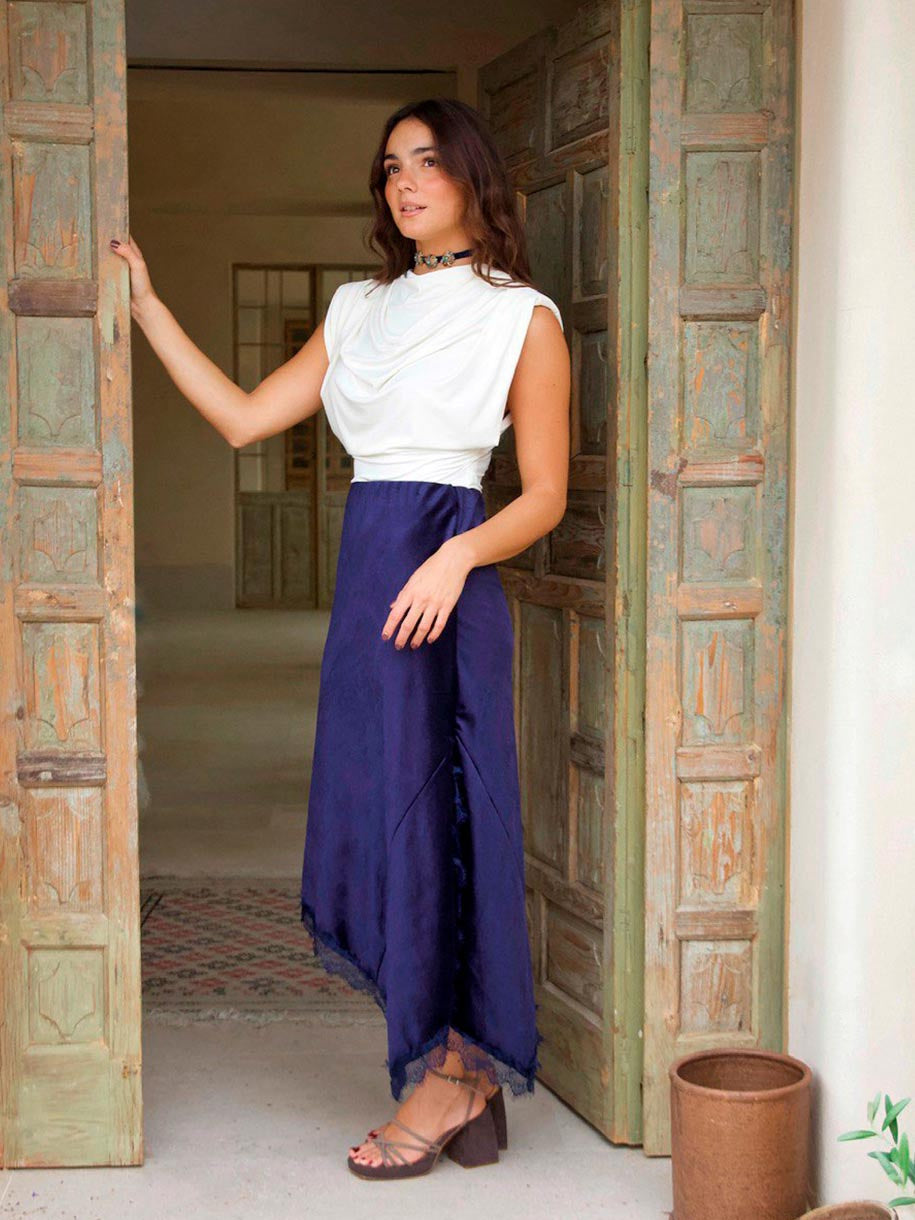 FALDA TERCIOPELO ASIMÉTRICA