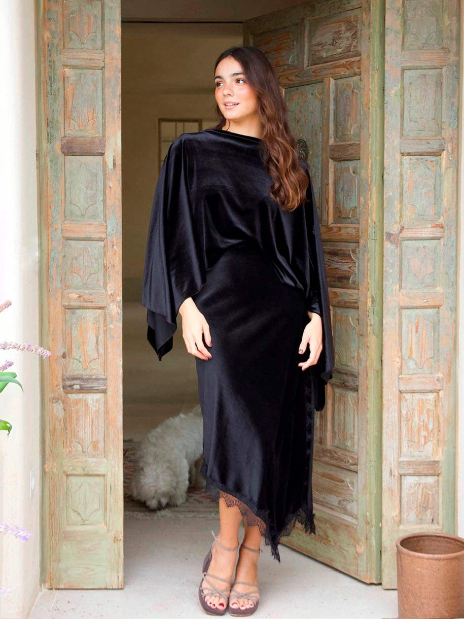 FALDA TERCIOPELO ASIMÉTRICA