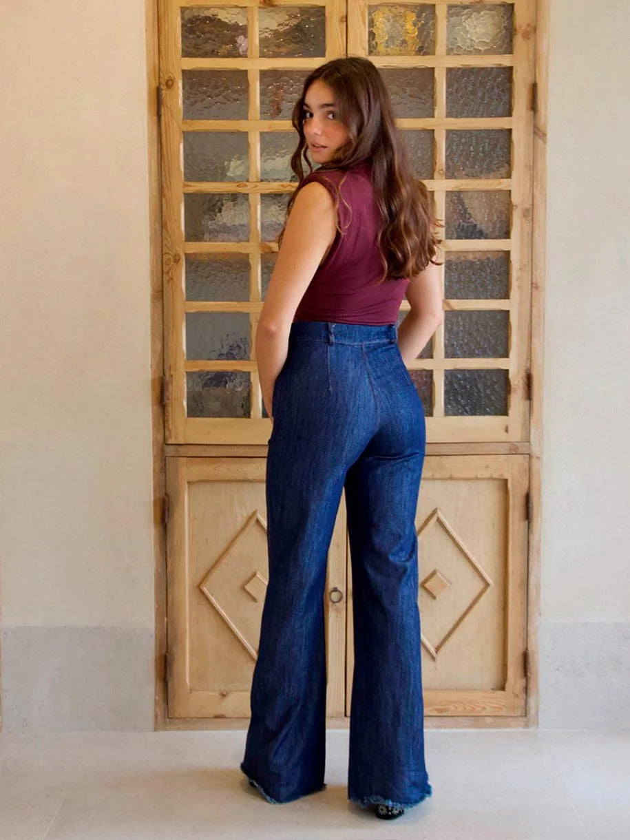 JEANS PALAZZO DENIM OSCURO