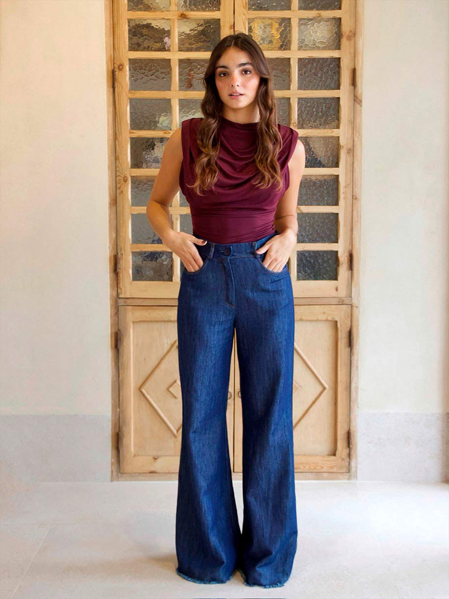 JEANS PALAZZO DENIM OSCURO