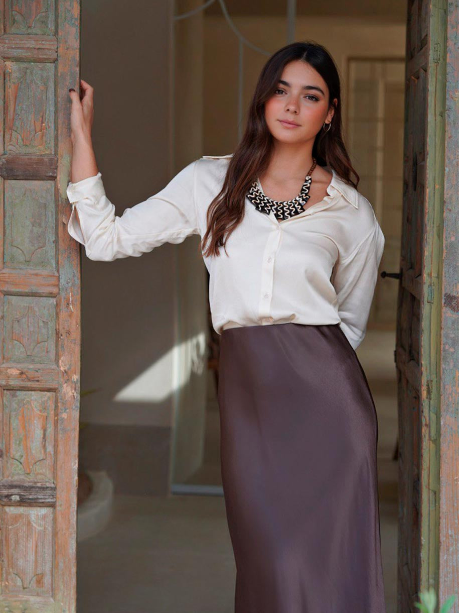 FALDA SATINADA CHOCOLATE