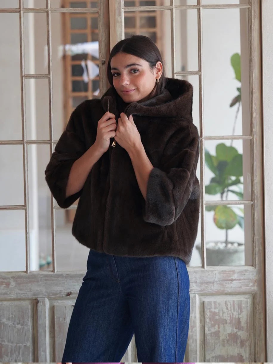 CHAQUETA CORTA EFECTO VISÓN