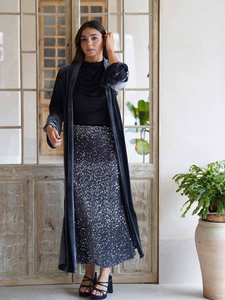 FALDA TERCIOPELO LENTEJUELAS