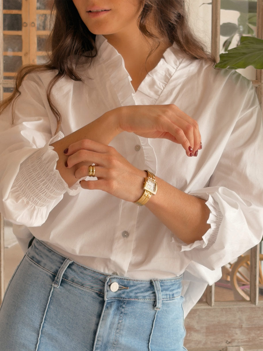 Camisa Blanca con Volante Central