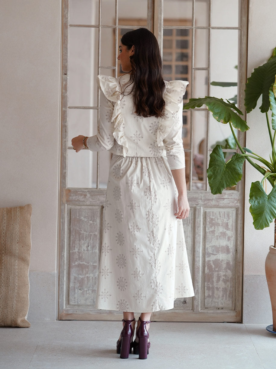 Conjunto de fiesta en color blanco roto