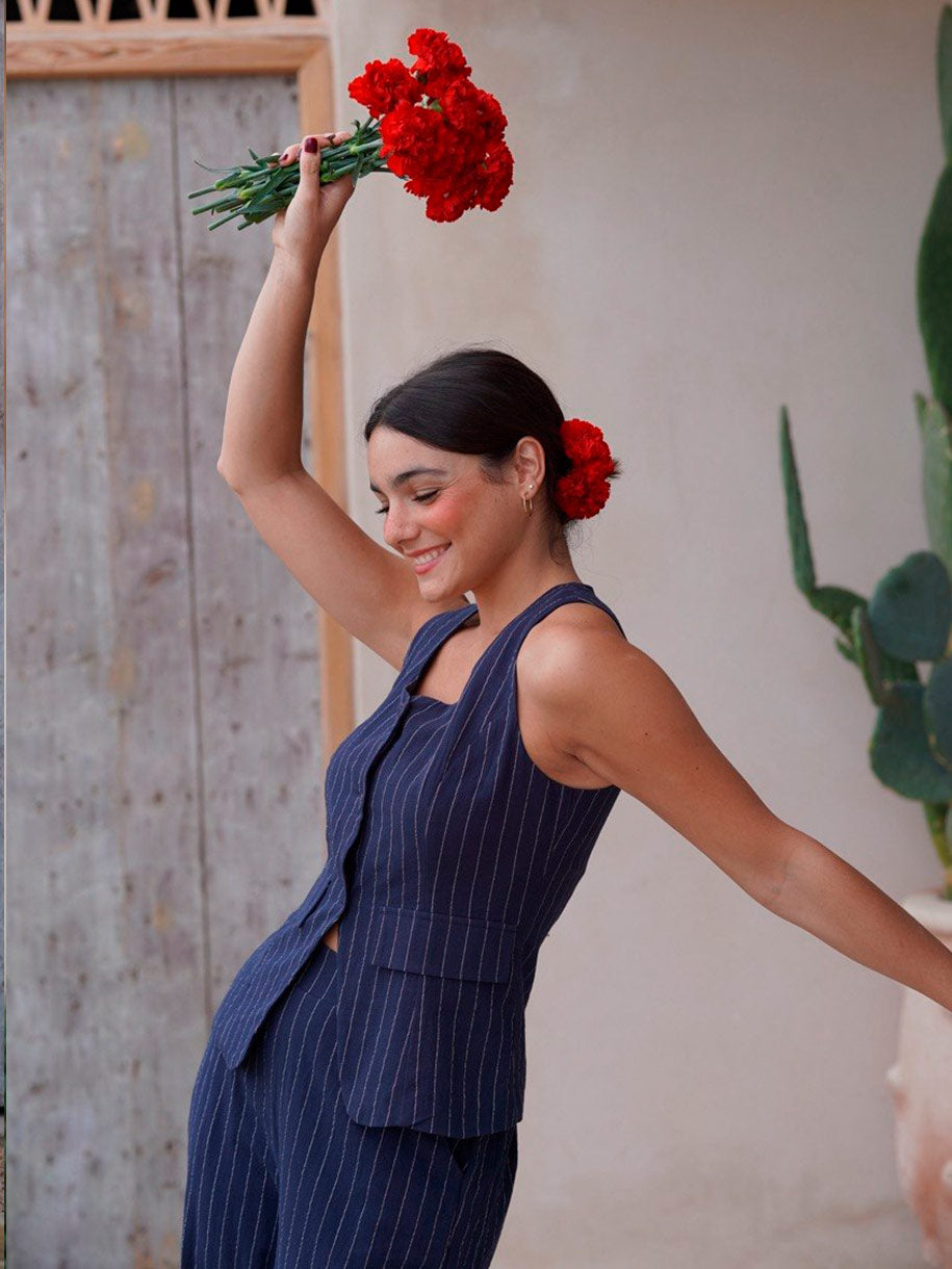 Conjunto de rayas azul noche