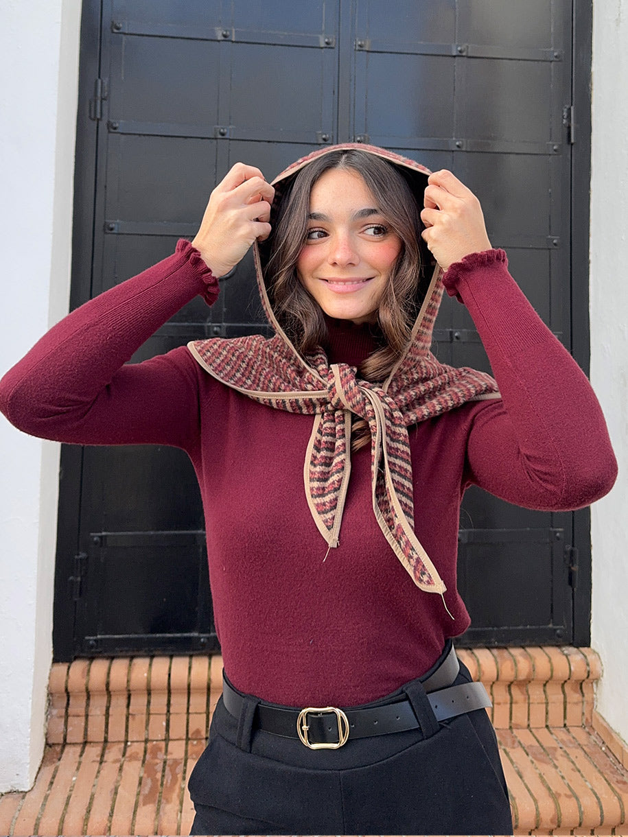 Cuello balaclava en color burdeos