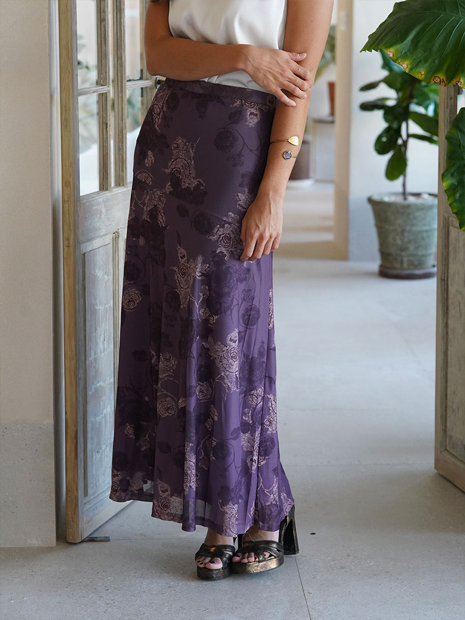 Falda midi con flores