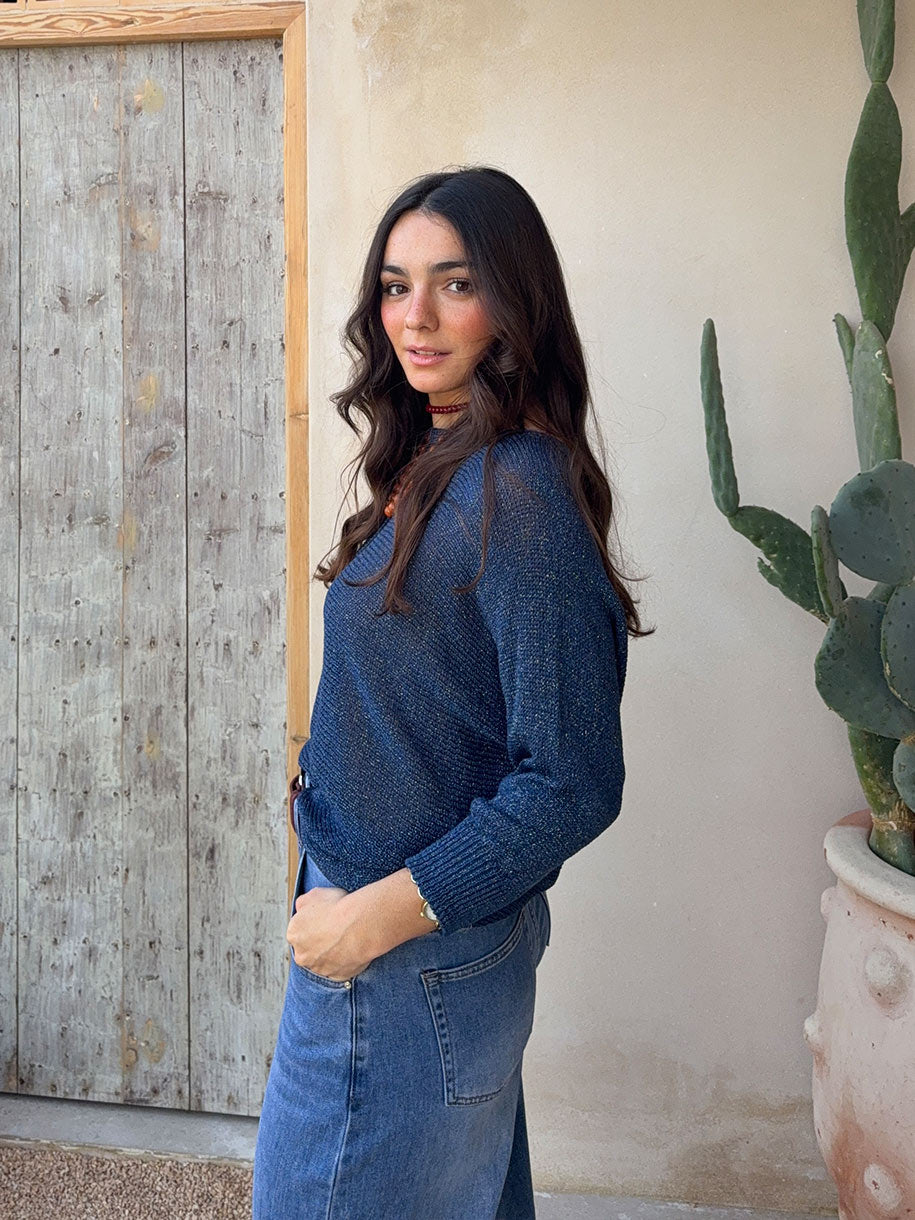 Jersey de Lurex de Mujer en azul