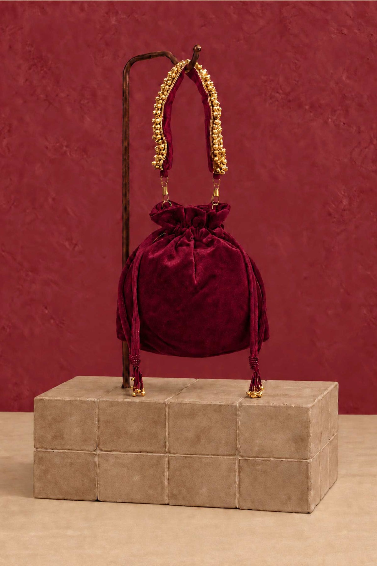 Bolso de terciopelo Burdeos