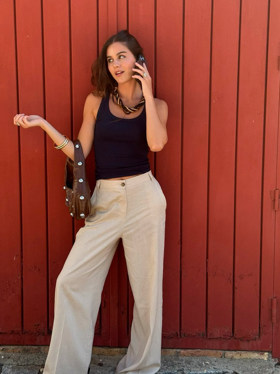 Pantalon ancho de lino