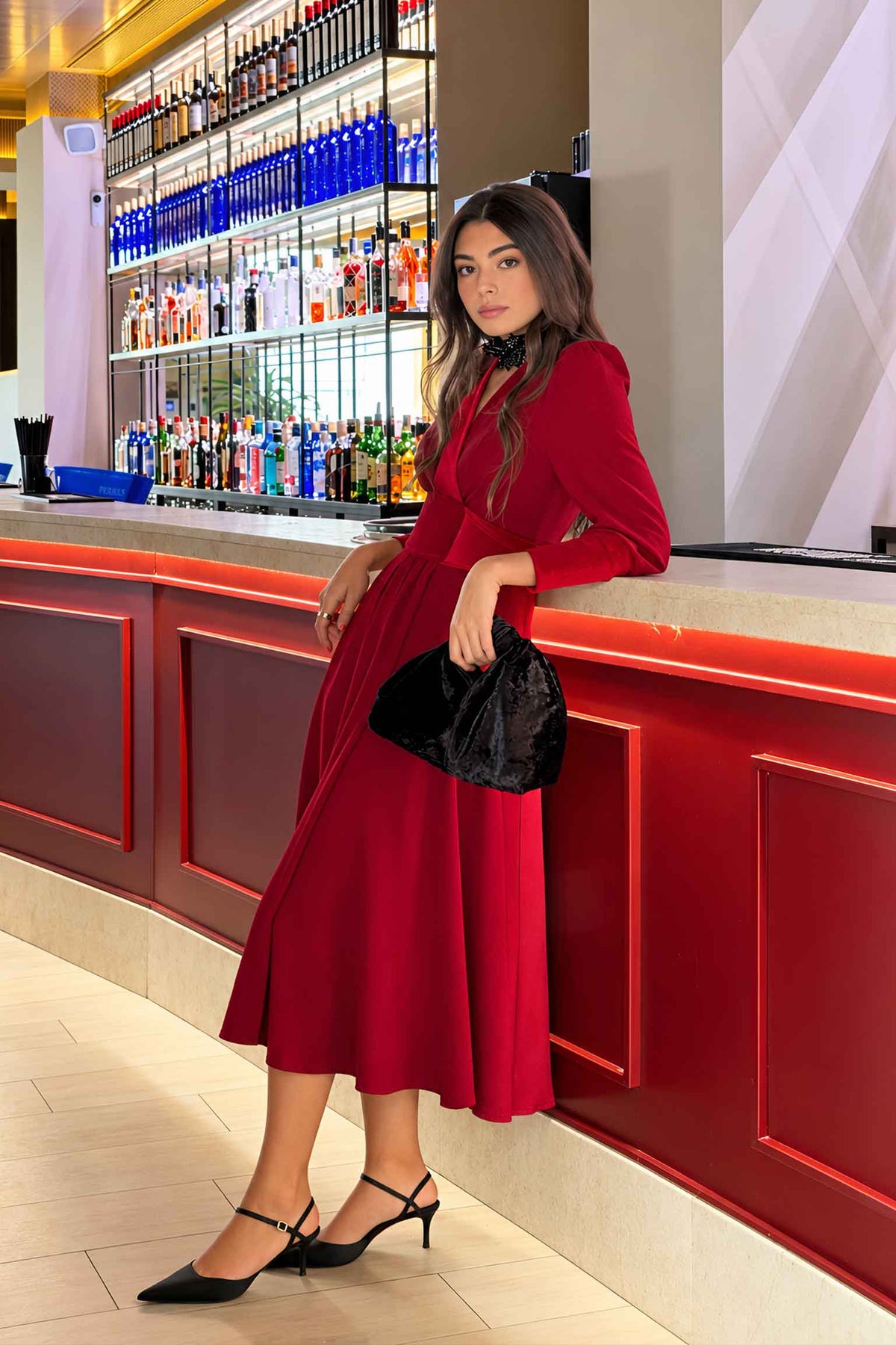 VESTIDO DUNEA TERCIOPELO ROUGE