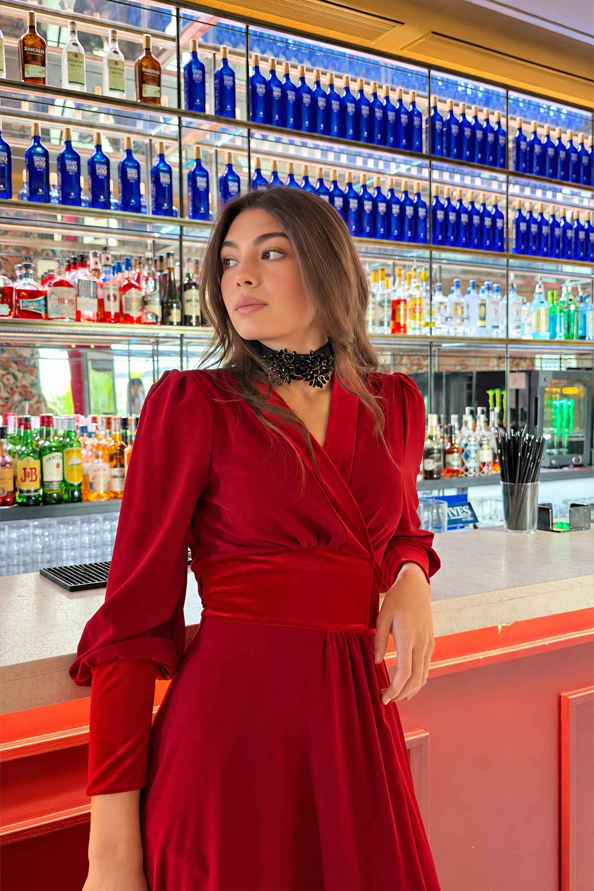 VESTIDO DUNEA TERCIOPELO ROUGE