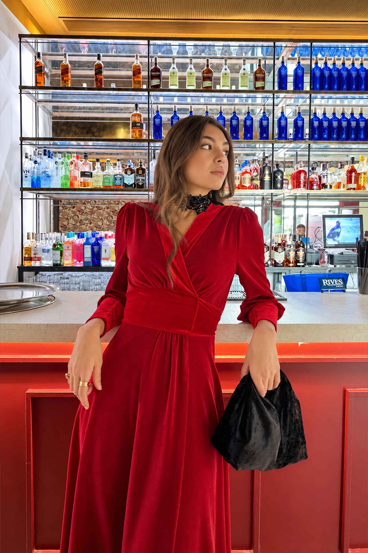 VESTIDO DUNEA TERCIOPELO ROUGE
