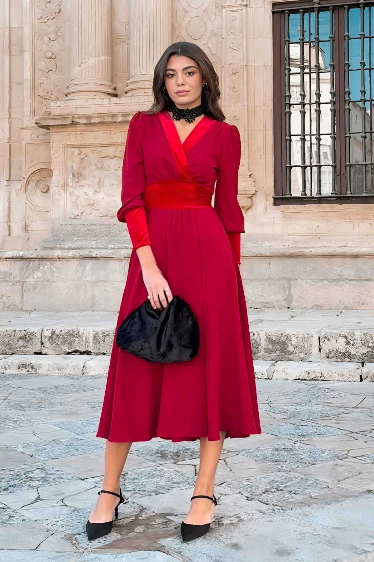 VESTIDO DUNEA TERCIOPELO ROUGE