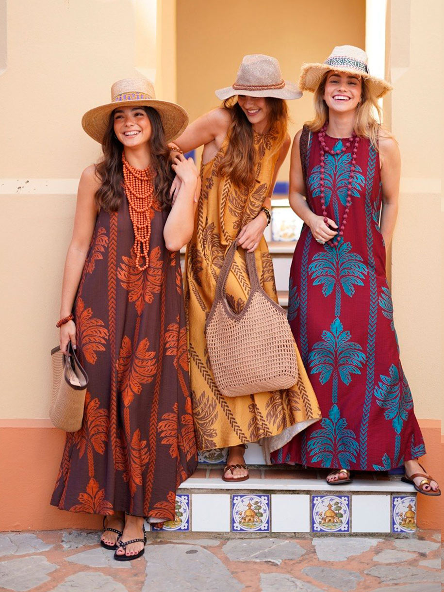 Vestido midi con palmeras