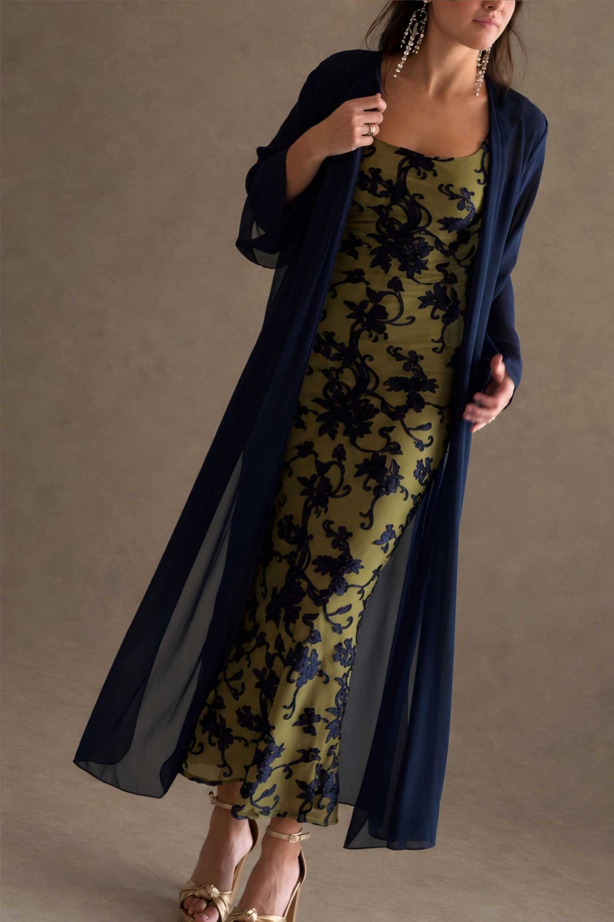 VESTIDO FLOCADO FLORAL GREEN LW
