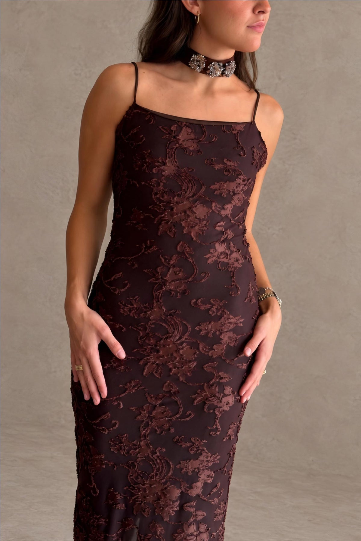 VESTIDO FLOCADO FLORAL LW