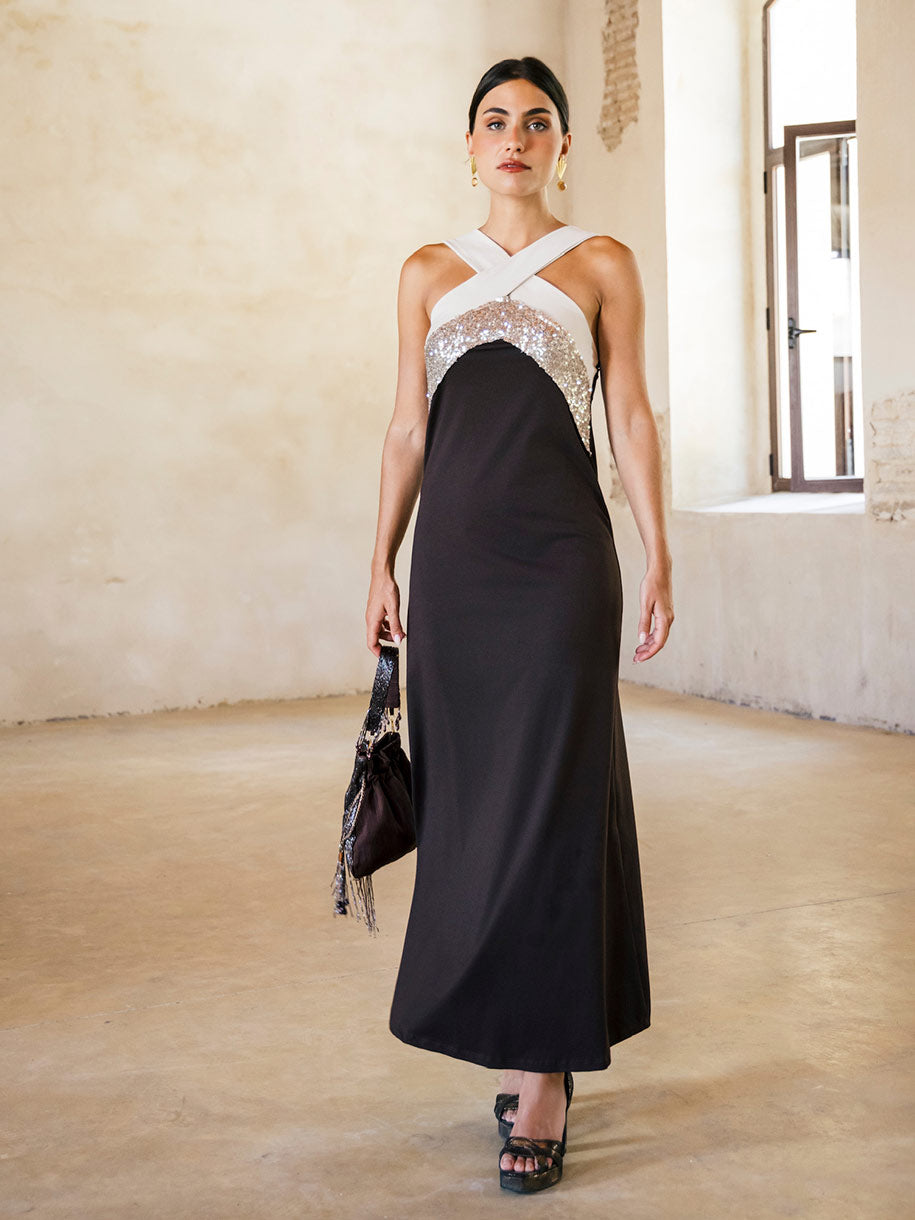 Vestido de brillos largo