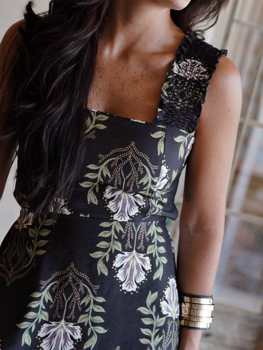 VESTIDO HOJAS CHOCOLATE