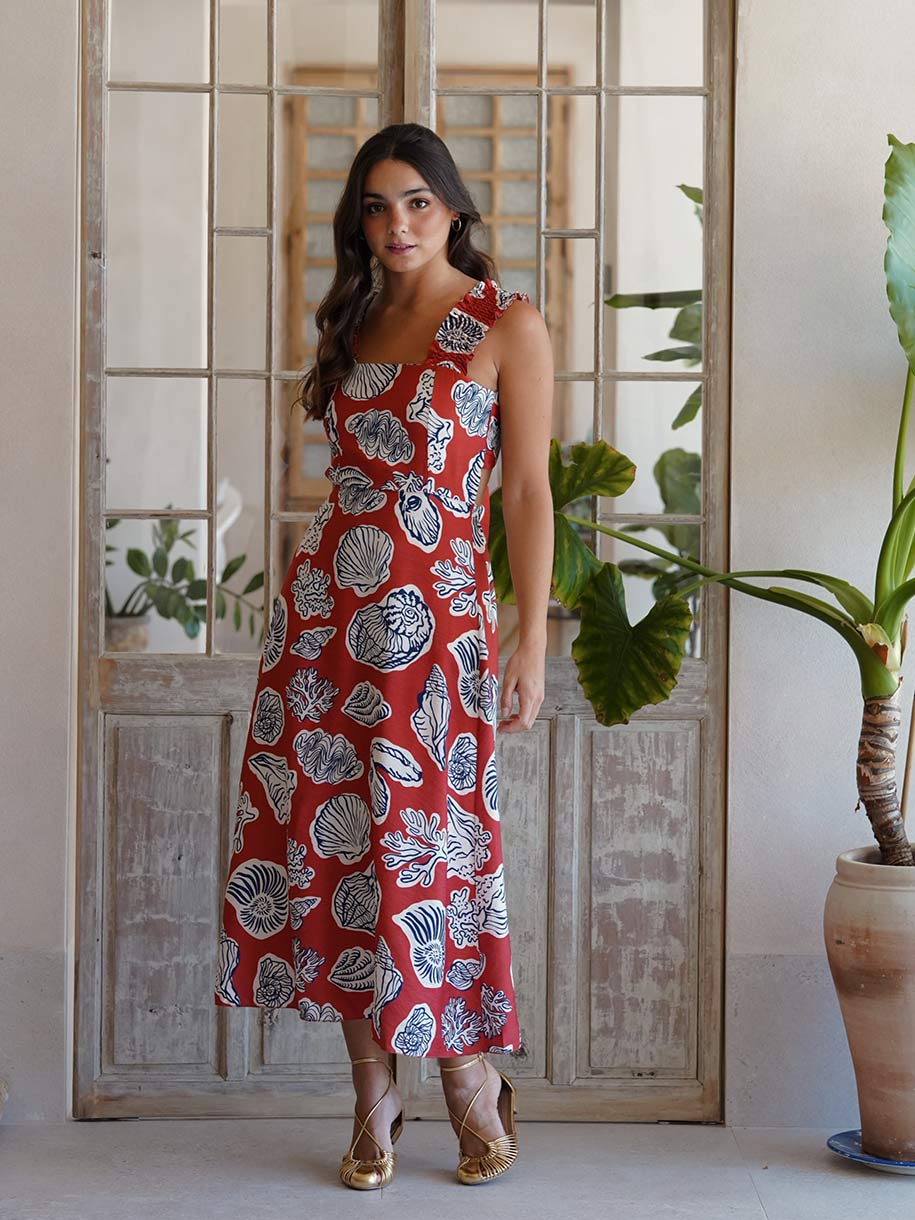 Vestido Midi Hojas