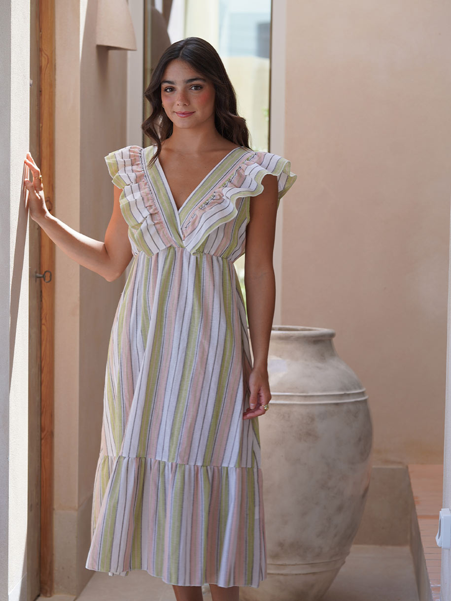 VESTIDO RAYAS VOLANTE NEW