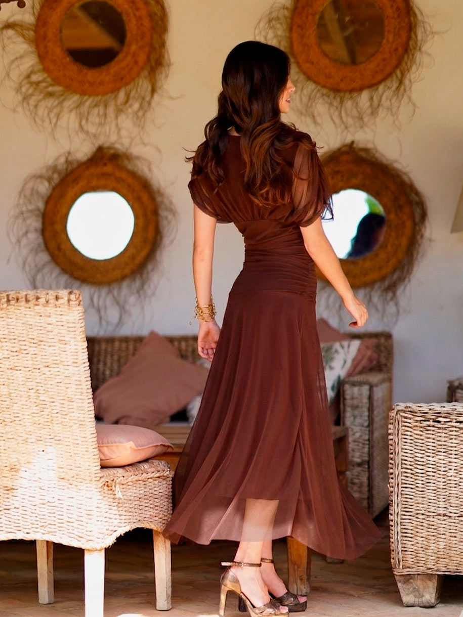 Vestido midi en marron