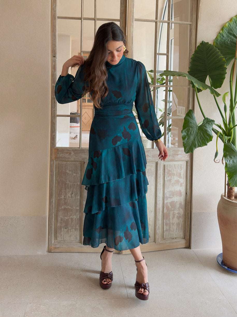 Vestido en color azul para invitada