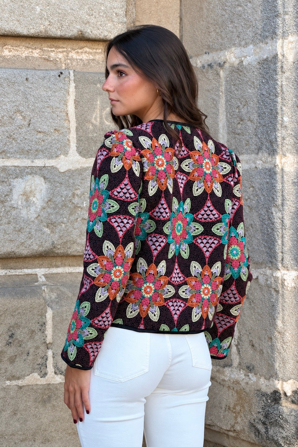 Chaqueta Flores Bordada